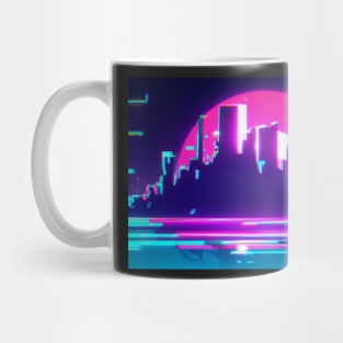 Cyan synthwave city 2 Mug